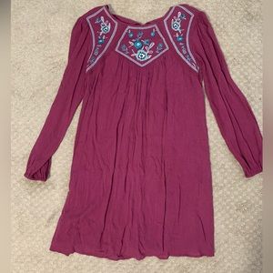 Pink and blue embroidered dress